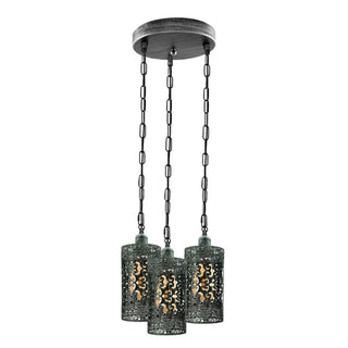 3-Head Barrel Cage Pendant Ceiling Light
