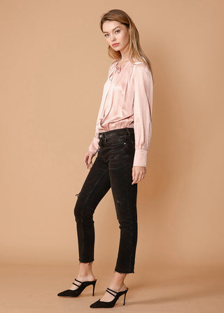 Andrea Tie Neck Long Sleeve Bodysuit