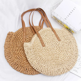 Riley Round Straw Beach Bag