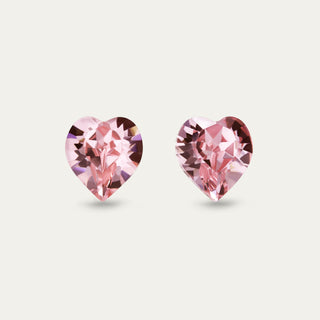 Amorette Crystal Heart Stud Earrings — Light Rose