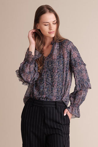 Kiara Silk Chiffon Ruffle Blouse