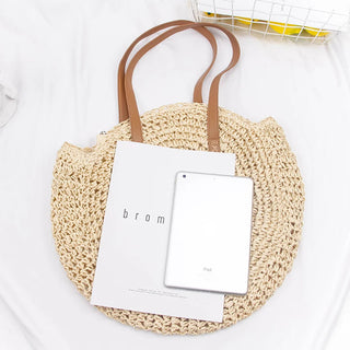 Riley Round Straw Beach Bag