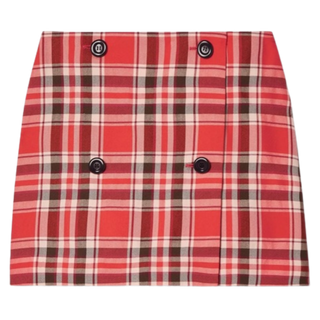 Acne Studios Red Cotton Check Mini Skirt