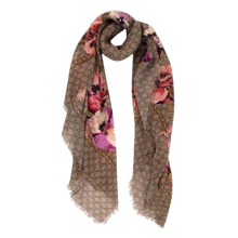 Load image into Gallery viewer, Gucci Blooms Print GG Logo Square Wrap Scarf
