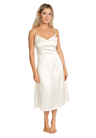 One Pearl Satin Slip Dress