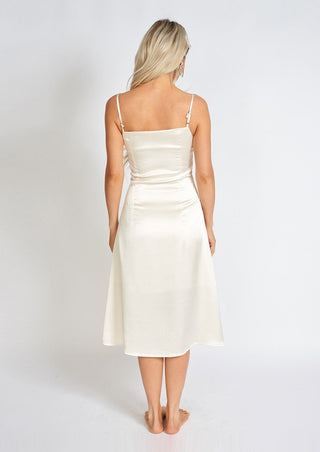 One Pearl Satin Slip Dress