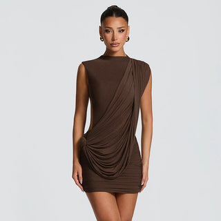 Icon Asymmetric Ribbon Drape Dress