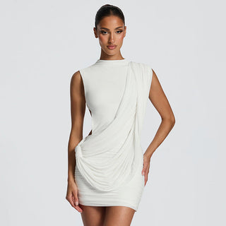 Icon Asymmetric Ribbon Drape Dress