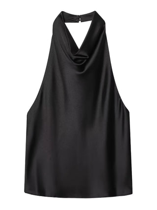 Odessa Satin Backless Halter Top