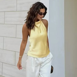 Odessa Satin Backless Halter Top