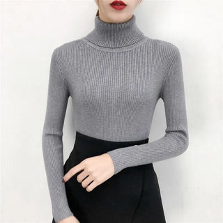 Women Sweater Pullover Winter Knitted Turtleneck Long Sleeve Slim