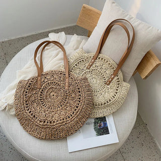 Riley Round Straw Beach Bag