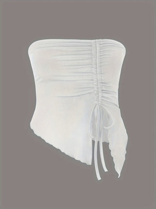 Drawstring Ruched Tube Top