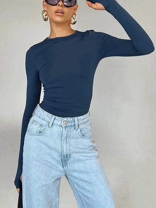 Long Sleeve Slim Fit Crop Top