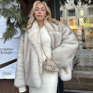 Oversized Gradient Fur Coat