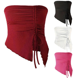 Drawstring Ruched Tube Top