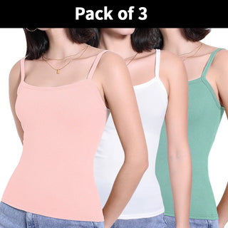 Solid Color Wave-Cut Camisole Tank Top