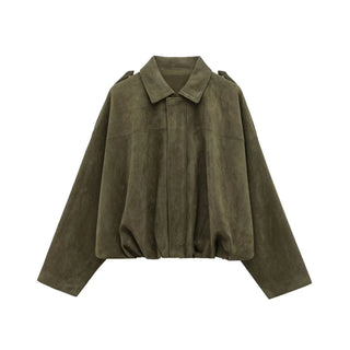 Faux Suede Collared Jacket