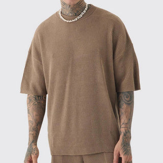 Luca Ribbed Half-Sleeve Tee