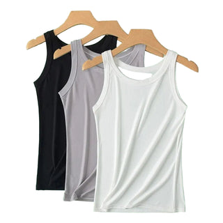 Solid Color Wave-Cut Camisole Tank Top