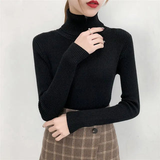 Women Sweater Pullover Winter Knitted Turtleneck Long Sleeve Slim