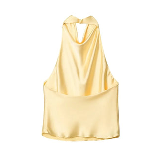 Satin Backless Halter Top