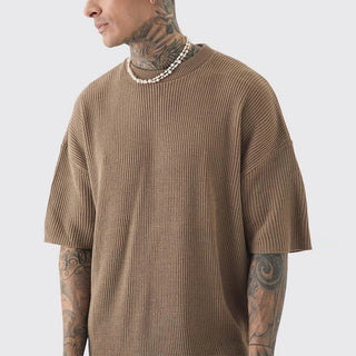 Luca Ribbed Half-Sleeve Tee