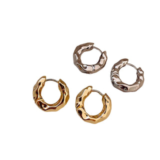 Mariasz Minimalist Plated Gold Circle Earrings
