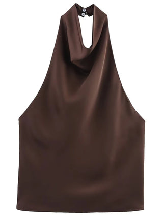 Odessa Satin Backless Halter Top