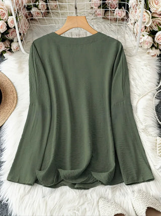 Relaxed Stand Collar Long Sleeve Top
