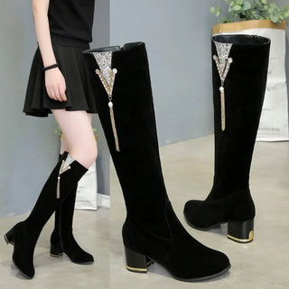 Block Heel Suede Boots