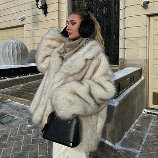 Oversized Gradient Fur Coat