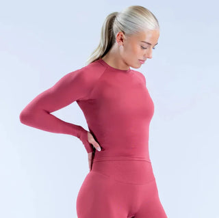 Seamless Knit Long Sleeve Workout Set
