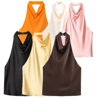 Odessa Satin Backless Halter Top