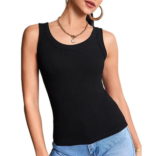 Solid Color Wave-Cut Camisole Tank Top