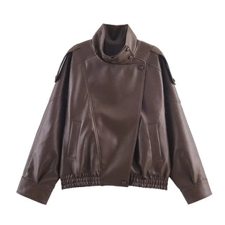 Faux Leather Cuffed Jacket