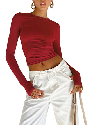 Long Sleeve Slim Fit Crop Top