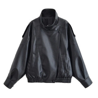 Faux Leather Cuffed Jacket