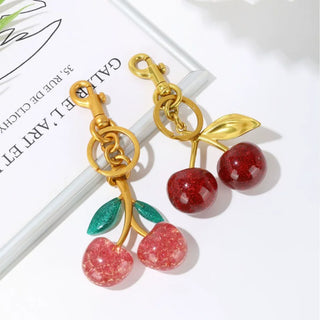 Red Cherry Pendant Bag Charm