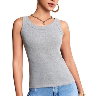 Solid Color Wave-Cut Camisole Tank Top