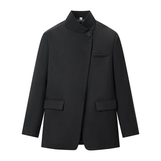 Plaid Stand Collar Blazer Coat