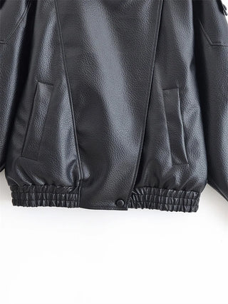 Faux Leather Cuffed Jacket
