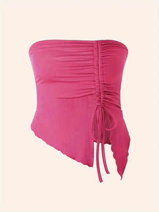 Drawstring Ruched Tube Top