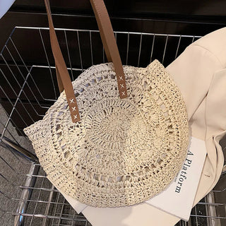 Riley Round Straw Beach Bag