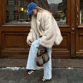Oversized Gradient Fur Coat