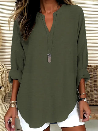 Relaxed Stand Collar Long Sleeve Top