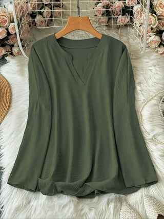 Relaxed Stand Collar Long Sleeve Top