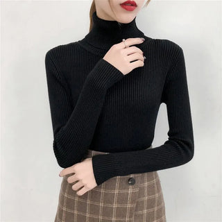 Women Sweater Pullover Winter Knitted Turtleneck Long Sleeve Slim