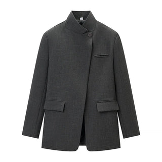 Plaid Stand Collar Blazer Coat