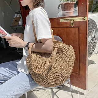 Riley Round Straw Beach Bag